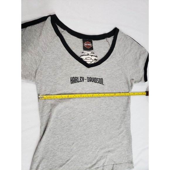 Harley Davidson Women's Size L Basic  Gray Cotton V-Neck HD Biker Shirt - Picture 3 of 8